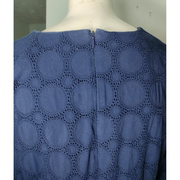 J Crew Crochet Lace Overlay Cotton Dress Size 6 Navy Career Boho READ - Picture 5 of 9